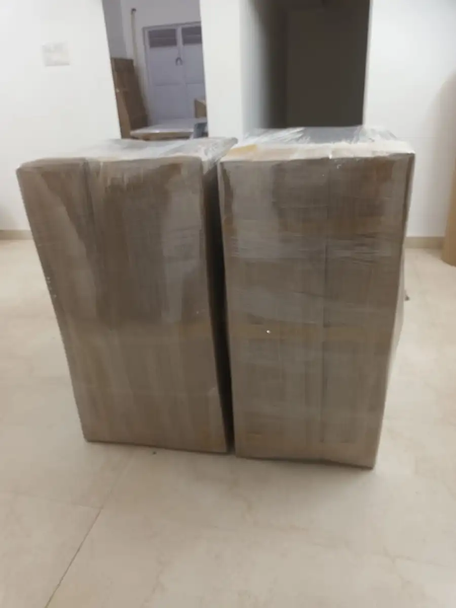 Packed cartons wrapped in stretch film